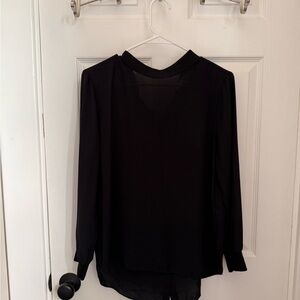 LOFT Black Button-Back Blouse